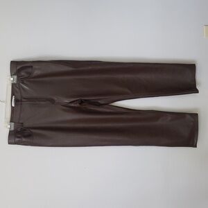 Abercrombie & Fitch Faux Leather Pants Brown Vegan Womens 33/16L Straight Fall